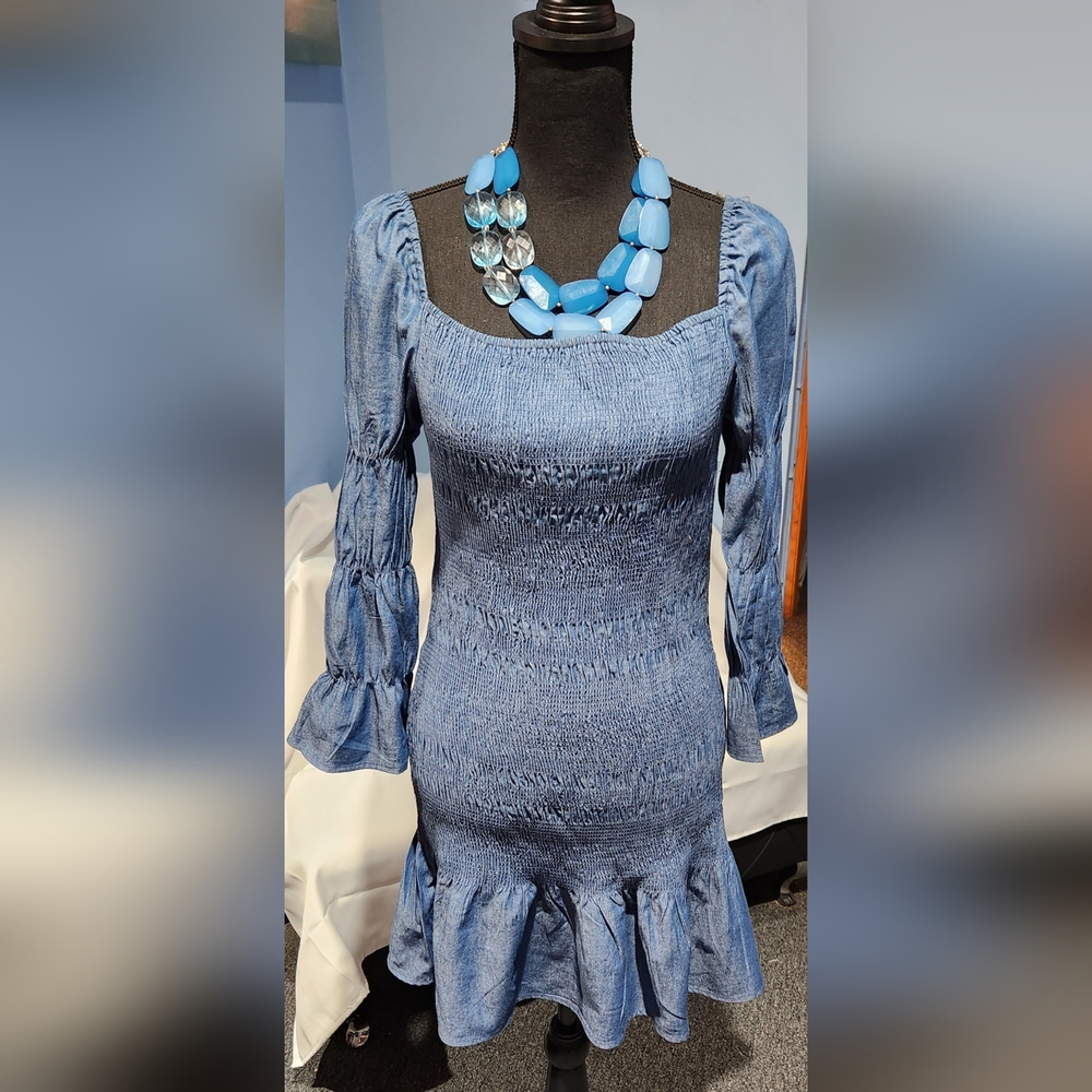 Fashion Nova Daily Drama Mini Dress - Denim